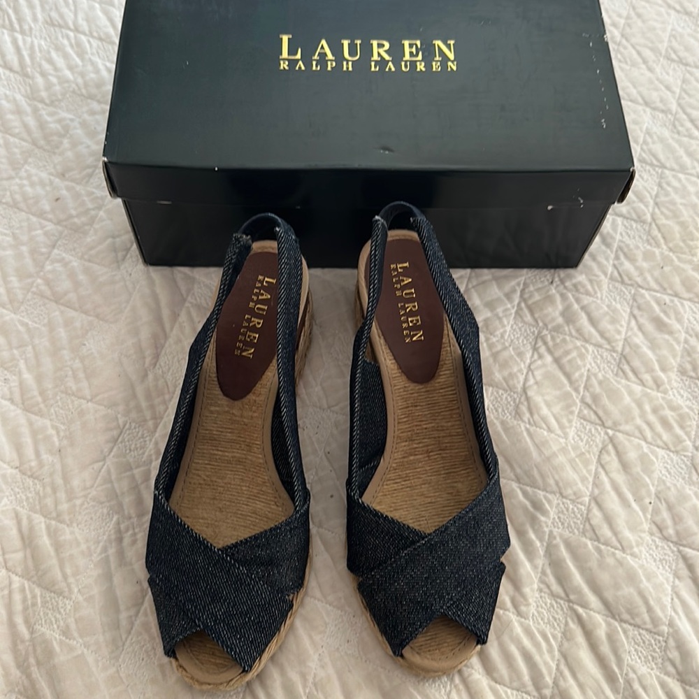 Lauren denim wedge espadrilles